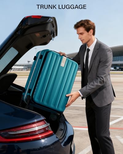 Hanke 24 Inch Medium Checked Luggage, Top Opening Aluminum Frame Suitcase - color: Caribbean Blue, size: 24 Inch