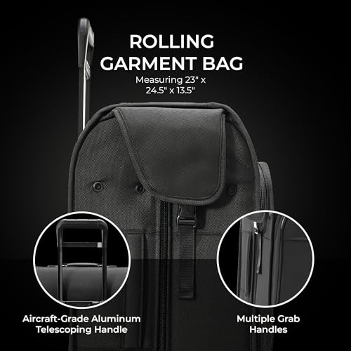 Briggs & Riley Deluxe Wardrobe Spinner - Checked Luggage for Travel, Suitcases with Wheels, Softside Rolling Bag for Men & Women, Built in Hook for Clothes - Baseline Collection, Black - size: Large