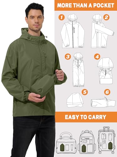 UIQUR Mens Cycling Jacket Waterproof Rain Jacket - color: Army Green, size: X-Large