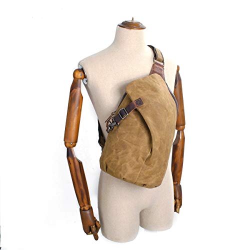 Men's Sling Backpack Waxed Canvas Crossbody Bag Casual Daypacks - color: Light Grey