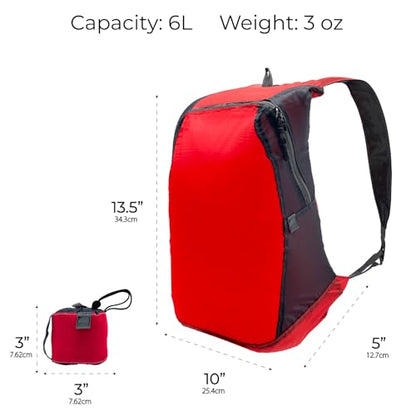 Lewis N. Clark Women's Packable Daypack, Hiking Camping Backpack, Ditty Bag, Red/Charcoal, One Size - color: Red/Charcoal