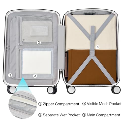 Hanke Hard Shell Luggage Sets 3 Pieces, 16/24/28 Inch Travel Suitcase - color: Smoke White, size: 16+24+28 Inch