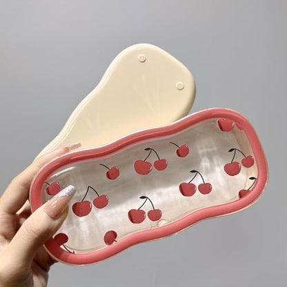 Glasses Case Hard Shell, Clear Eyeglass Case, Cute Holder for Sunglasses and Reading Glasses - color: Red Cherry2