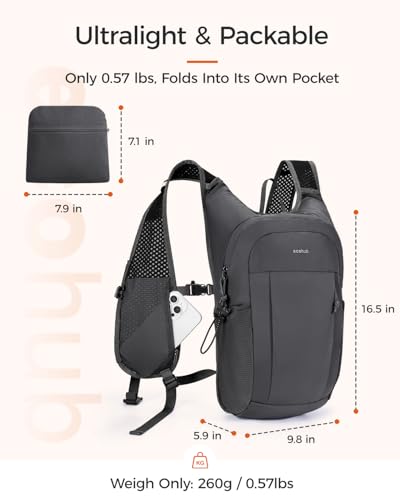 ECOHUB Small Hiking Daypacks Men 15L Lightweight Backpack for Travel Grey - color: Grey