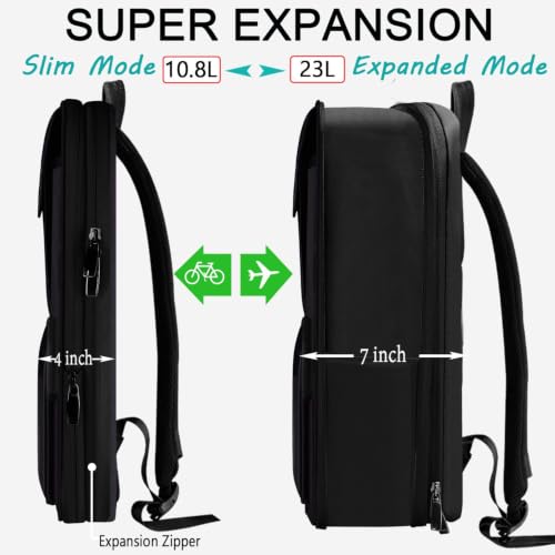 ZINZ Slim & Expandable Laptop Backpack 15.6 Inch,Black - color: Black
