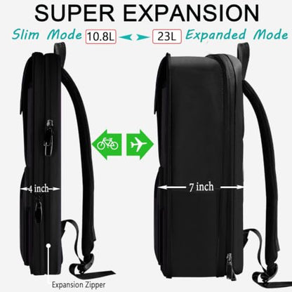 ZINZ Slim & Expandable Laptop Backpack 15.6 Inch,Black - color: Black