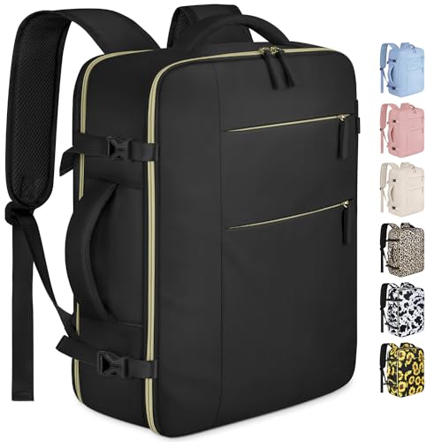 Travel Backpack for Women Men Waterproof Laptop Backpack Airlines Approved Personal Item Backpack Bag Computer Bookbag for Business, Work, Traveling Fits 15.6 Inch Laptop(Black) - color: Black, size: 15.6 Inch