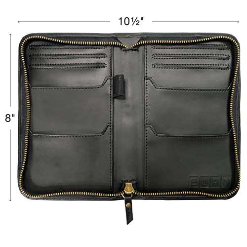 Excello Global Products Leather Travel Wallet & Passport Holder, Black Split Grain Leather - color: Black (Split Grain)