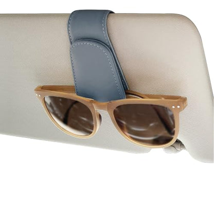 Magnetic Leather Car Sunglass Holder, Visor Sunglasses Holder Clip, 1 Pack - color: Blue