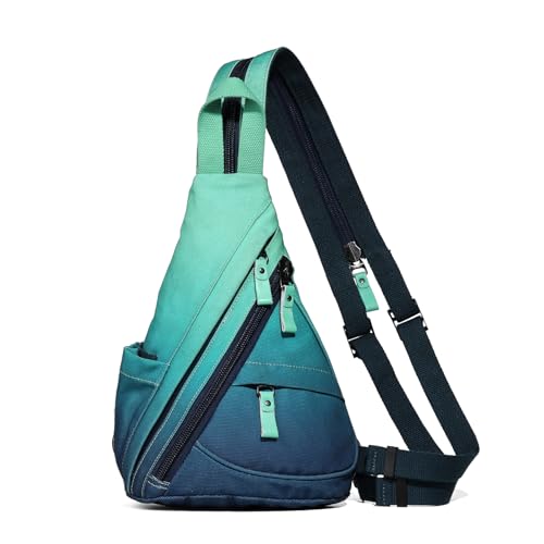 Sling Bag - Small Crossbody Backpack Shoulder Casual Daypack Rucksack for Men Women - color: 6881mr-blue+grayishgreen