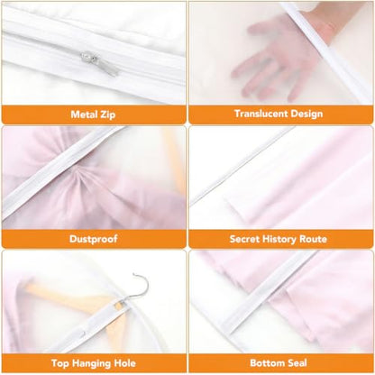 Dntorx 6 Pack Garment Bags, 24 x 40 Inch Peva Covers, White Edge - color: Matte with White Edge, size: 40in *6