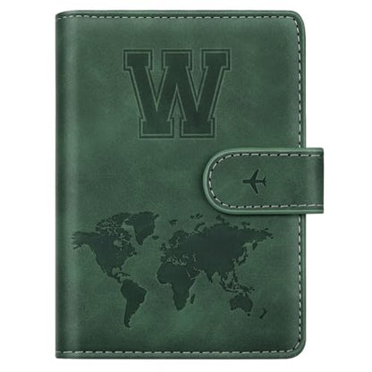 Passport Holder Wallet Cover Personalized Initial Travel Essentials - color: Pine Green, size: W