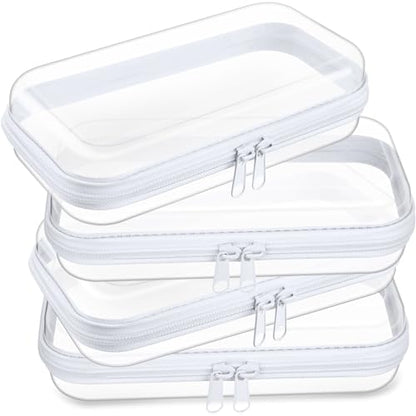 Hoolerry 4 Pcs Hard Clear Zipper Case,Clear,7.5 X 3.9 X 2 In,White - color: White, size: 7.5 x 3.9 x 2 in