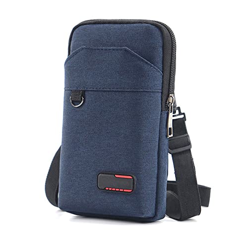 Travel Cell Phone Pouch Belt Pouch, Phone Holster Crossbody Bag with Shoulder Strap for iPhone Case Holder for Hand with Neck Lanyard Smartphone Walking Passport Wallet (Blue B) - color: Blue B