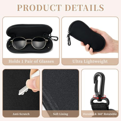 WOZEAH Double Eyeglass Case with 2 Compartments, Travel Eyewear Organizer for Two Pairs of Glasses - color: Black2