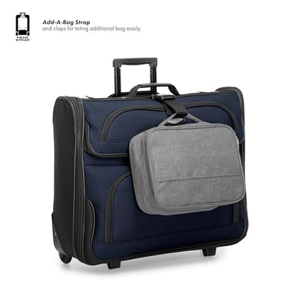 Travel Select Amsterdam Business Rolling Garment Bag, Softside Expandable Rolling 2-Wheeled Suit Carrier, Navy, One Size - color: Navy