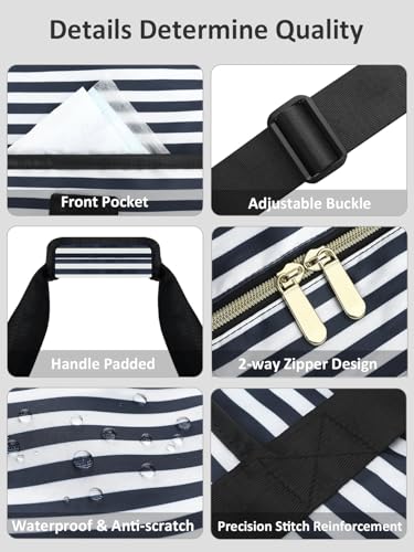 Capolo Expandable Travel Duffle Bag Weekender Overnight Bags for Women Men - color: Blue Stripe, size: X-Large
