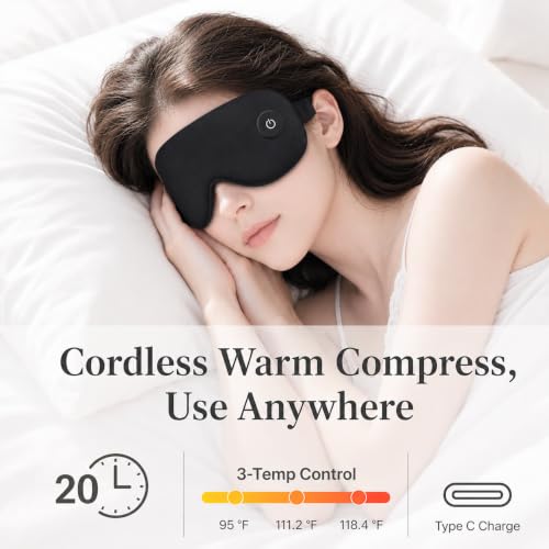 Heated Sleep Mask with 3-Level,Portable Eye Mask for Dry Eyes & Travel