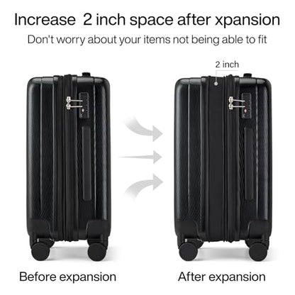 Hanke 20 Inch Expandable Carry on Luggage 22x14x9 Airline Approved - color: Jet Black, size: 20 Inch EXT