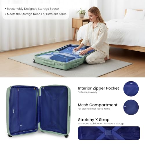 25" Checked Luggage Hardside Suitcase Expandable 20% - color: Green, size: Checked-Medium 25-Inch