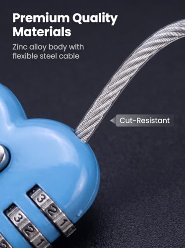 Padlock, Combination Lock, Small Locker Locks, Stainless Steel, Heart Shaped, 2 PCS, Makaron Blue - color: Makaron Blue