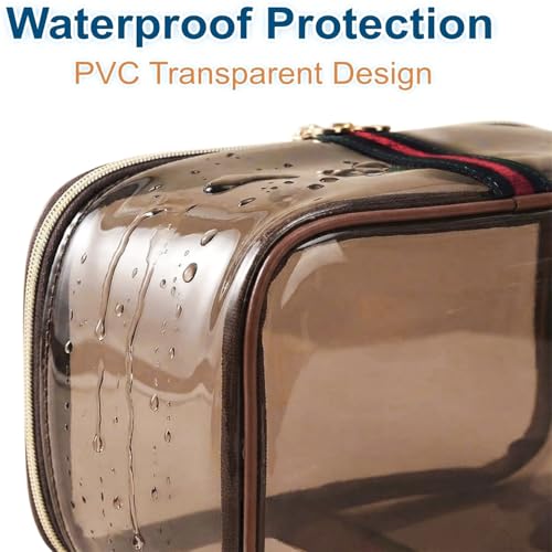 ANIS·KEBBR Large Waterproof Retro Vanity Bag – Transparent Cosmetic Organizer for Women
