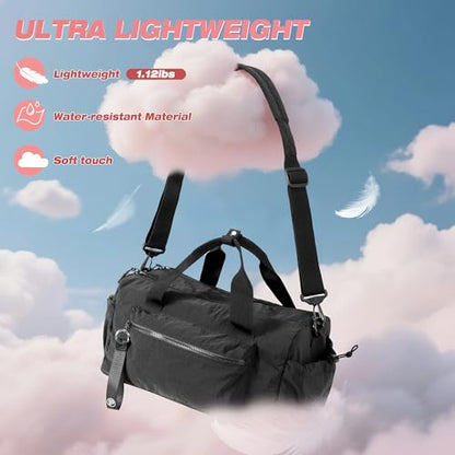 Small Gym Bag for Women, Min Duffle Bag with Wet Compartment - color: Black