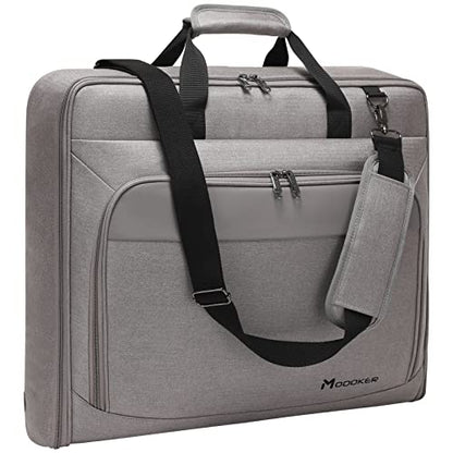 Modoker Carry On Garment Bags for Travel Hanging Clothes Suit Bag Luggage Organizer, Foldable Suit Carrier Gift for Men Women - color: Light Grey