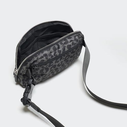 Pander Crossbody Belt Bag for Women and Men, Travel and Everyday Use - color: Grey Leopard