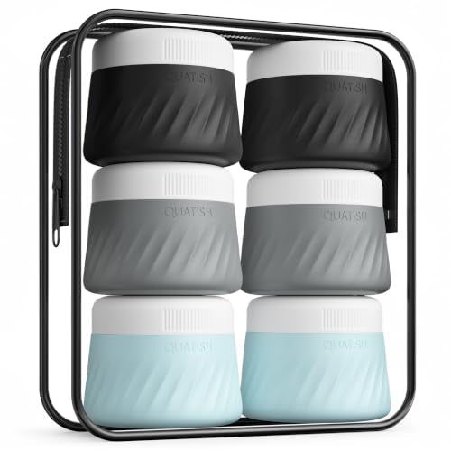 Quatish 6 Pack Travel Size Containers for Toiletries, 2oz, Grey - color: Grey, size: 2 Ounces