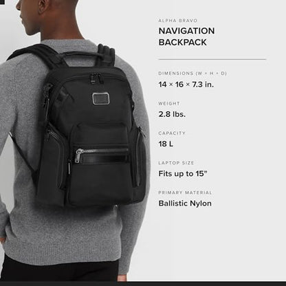 TUMI - Alpha Bravo Navigation Backpack - Everyday Travel Backpack - Fits Up to 15" Laptop - 16.0" X 14.0" X 7.3" - color: Black