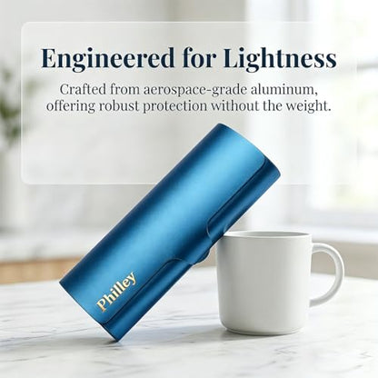 Philley Aluminum Ultra-Light Eyeglasses Slim Reading Glasses Case - color: Blue