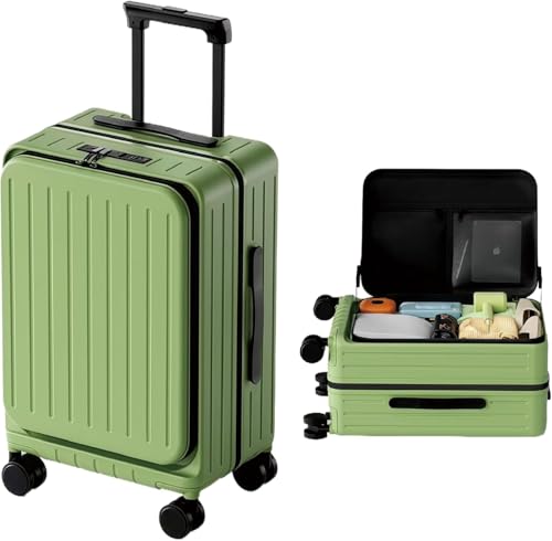24-Inch Front Opening Hardside Checked Luggage, Sage Green - color: Green, size: 24 Inch Checked