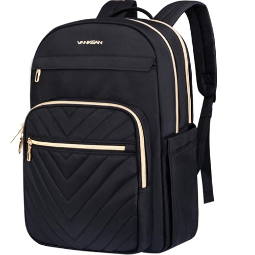 VANKEAN 18 Inch Laptop Backpack for Women Large Capacity - color: Quilted Black, size: 18 Inch