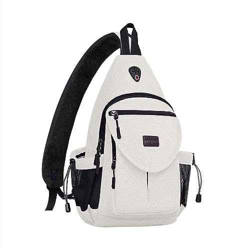 MOSISO Crossbody Sling Bag for Women, Shoulder Backpack, Hiking Daypack Bag - color: Pearl White
