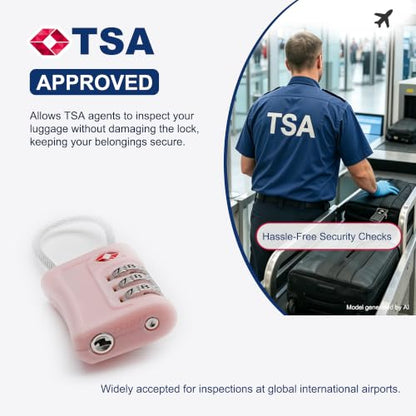 TSA Locks for Luggage Suitcase Luggage Locks TSA Approved, Pink - color: Black+Pink