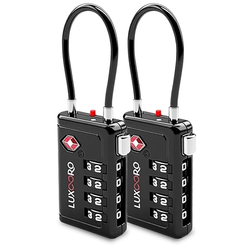 TSA Approved Luggage Lock with Alert Indicator, 4-Digit Resettable Combination, Durable Zinc Alloy Travel Lock for Suitcase, Backpack, Toolbox, Locker, All-Purpose, keyless – Black (2 Pack) - color: Black 2 Pack