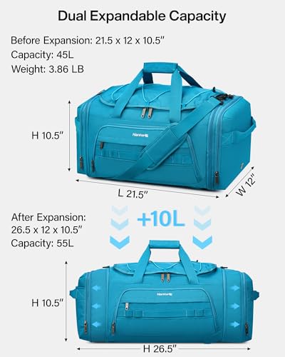 Hanke Duffle Bag for Travel, Dual Expandable Weekender Bags, Caribbean Blue - color: Caribbean Blue