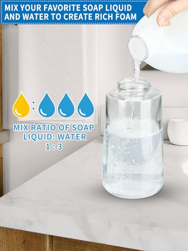 Foaming Hand Soap Dispenser Set, 16 oz Glass Soap Dispenser 2 Sets - color: Brushed Nickel Foaming