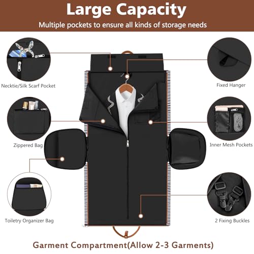 Garment Bag for Travel Convertible Carry on Travel Duffel Bag for Men Women - color: A02-Black