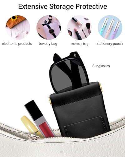 Eyeglass Cases Soft 2 Pack - Squeeze Top Anti Scratch Sunglasses Soft Case for Reading Glasses/Sunglasses Storage. - color: Black