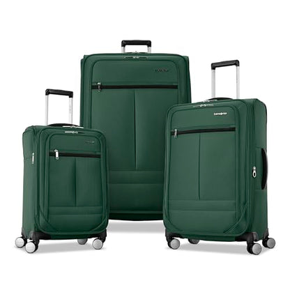Samsonite 3-PC Soft-Sided 21/25/29” (Carry-On, Medium, Large Checked), Lightweight Expandable Element Luggage Set: 2 Front & Side Pocket, Four Spinner Wheels, Adjustable Handle, Durable- Deep Green - color: Bistro Green, size: 3-Piece Set (21/25/29)