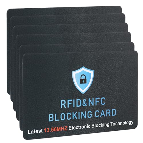 6 Pack RFID Blocking Card, Contactless NFC Debit Credit Card Passport Protector,Entire Wallet Purse Protect - color: 6 Pcs Black