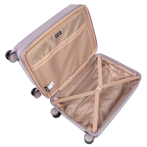 Jessica Simpson Abilene 2-Piece Set (20" & 28") Expandable 8-Wheel Spinner Large Checked Luggage Suitcase, Elderberry - color: Elderberry, size: 2-Piece Set