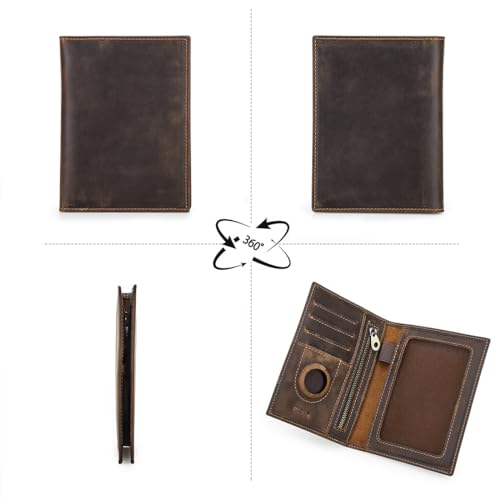 CONTACTS Rfid Passport Holder for Men Leather Passport Wallet by Handmade - color: Coffee, style: Plain- Classic