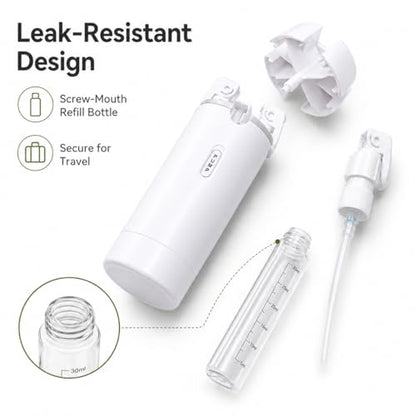4-in-1 Travel Dispenser Bottle, TSA Approved Leak Proof Refillable Travel Toiletry Containers for Lotion & Cream, 4 Pack 30ml Trip Kit with Labels, Portable for Business Trip & Daily Use (White) - color: White