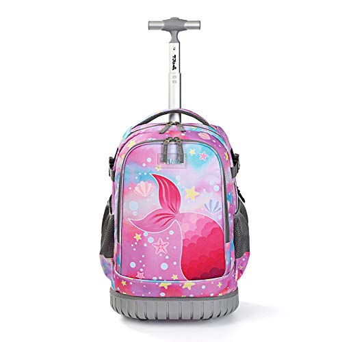 Tilami Rolling Backpack 19 inch Wheeled Cute LAPTOP Boys Girls Travel School Student Trip，Beautiful Tail - color: Beautiful Tail