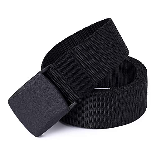 Mile High Life | Nylon Web Belt | Outdoor Military Belt | TSA Safe Buckle Plastic/Metal - color: Black-brown