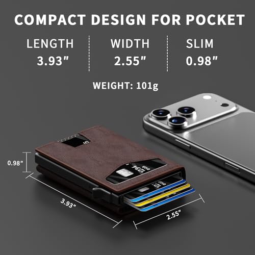 Men’s Wallet with RFID Blocking | Tri-Fold Front Pocket Design | 12 Card Slots, 2 ID Windows & Cash Slot | Aluminum Card Ejector | Durable & Lightweight Men’s Accessories (Coffee) - color: Coffee