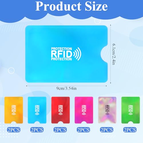 12Pcs RFID Blocking Sleeves Credit Card Protector Cover Travel Anti-Theft Credit Card Holder RFID Blocker Fits Bags & Purses, Colorful 3.5 x 2.4 inch